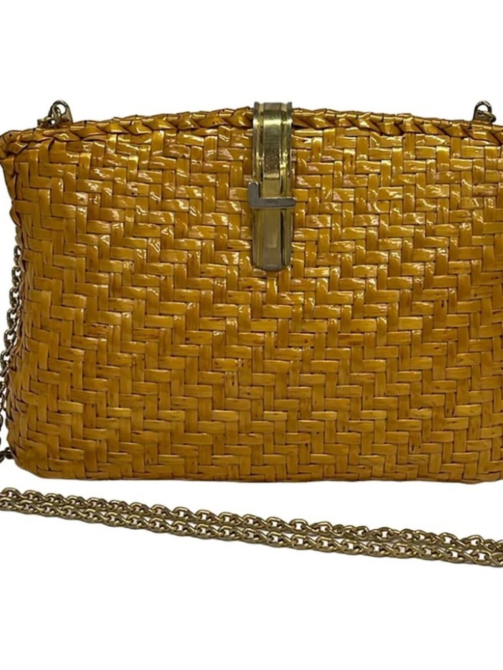 LANCEL Dark yellow Rattan Shoulder Bag